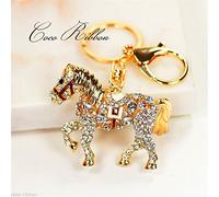 JewelBeauty Sparkling Running Horse Keychain Blingbling Crystal Rhinestone Purse Pendant Handbag Charm