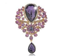 JewelBeauty Women's Crystal Silver-Tone Bouquet Flower Teardrop Large Gorgeous Bouquet Brooch Pin (purple)