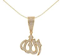 Jewelco London 14k Gold-plated 925 Sterling Silver CZ Iced Out Allah Necklace Pendant