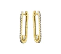 Gold-plated Silver CZ Paperclip Donut Solitaire Drop Earrings - AER174 Jewelco London Gold One Size