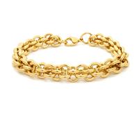 Jewelco London 14k Gold-Plated Stainless Steel Chain Bracelet 8" 20cm - STB0004GP