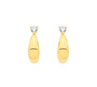 Jewelco London 18K Gold Plated Sterling Silver 1 Micron Half Hoop CZ Earrings