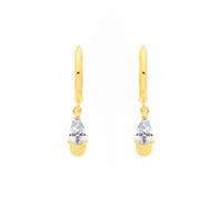 Jewelco London 18K Gold-plated Sterling Silver CZ Drop Huggie Hoop Earrings