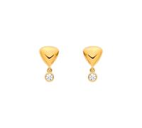 Jewelco London 18K Gold Plated Sterling Silver CZ & Puffed Heart Stud Earrings