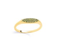 Jewelco London 18K Gold Plated Sterling Silver Emerald CZ Oval Shaped Ring