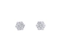 Jewelco London 925 Sterling Silver CZ 6x1 7-Stone Cluster Flower Bloom Stud Earrings 8mm - AES263B