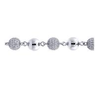 Jewelco London 925 Sterling Silver CZ Pave Disco Ball Bead Bracelet 10mm 8" 20.5cm - ABB258-8.0