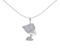 Jewelco London 925 Sterling Silver CZ Pave Egyptian Queen Nefertiti Charm Pendant