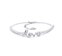 Jewelco London 925 Sterling Silver CZ Pave LOVE Script Tennis Bracelet 19-23cm 7.5-9"