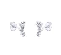 Jewelco London 925 Sterling Silver CZ Zigzag Tiered Constilation Trilogy Stud Earrings