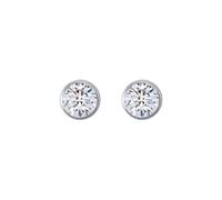 Jewelco London 925 Sterling Silver Round CZ 3mm Solitaire Bezel Frame Halo Stud Earrings 4mm