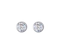 Jewelco London 925 Sterling Silver Round CZ 3mm Solitaire Bezel Frame Halo Stud Earrings 4mm - AES270A