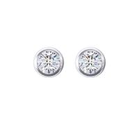 Jewelco London 925 Sterling Silver Round CZ 4mm Solitaire Bezel Frame Halo Stud Earrings 5mm