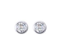 Jewelco London 925 Sterling Silver Round CZ 4mm Solitaire Bezel Frame Halo Stud Earrings 5mm