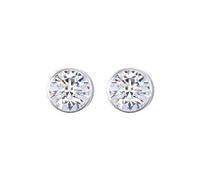 Jewelco London 925 Sterling Silver Round CZ 5mm Solitaire Bezel Frame Halo Stud Earrings 6mm