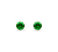 Jewelco London 9ct Gold Emerald-Green Round Brilliant CZ Solitaire Claw Set Stud Earrings, 5mm 1 Carat - JES390