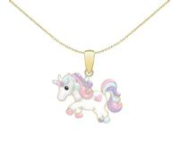 Jewelco London 9ct Gold Enamel Unicorn Pendant 19mm x 18mm