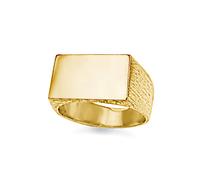 (R) Jewelco London Unisex Solid 9ct Gold Engravable Barked Initial Blank Plate Signet Ring - JIR008