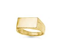 Jewelco London 9ct Gold Engravable Barked Initial Blank Plate Signet Ring | Size: Small Jewelco London Gold S