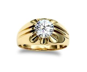 Jewelco London 9ct Gold LAB Created Diamond 10 Claw Solitaire Gypsy Ring 5mm 0.50CT - Size U