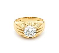 Jewelco London 9ct Gold LAB Created Diamond 10 Claw Solitaire Gypsy Ring 8mm 2.00CTS - Size T