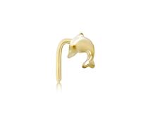 Jewelco London 9ct Gold Leaping Dolphin L-Post Nose Stud, 5mm