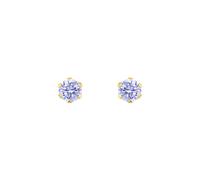 Jewelco London 9ct Gold Lilac Round Brilliant Cubic Zirconia Solitaire Claw Set Stud Earrings, 3mm ⅕ Carat - JES170