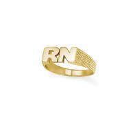 Jewelco London 9ct Gold Personalised Identity Barked Initial Ring | Size: N Jewelco London Gold N
