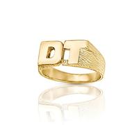 Jewelco London 9ct Gold Personalised Identity Barked Initial Ring | Size: Q Jewelco London Gold Q