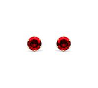 Jewelco London 9ct Gold Red Round Brilliant CZ Solitaire Claw Set Stud Earrings, 5mm 1 Carat - JES396