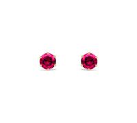 Jewelco London 9ct Gold Ruby-Red Round Brilliant CZ Solitaire Claw Set Stud Earrings, 4mm ½ Carat - JES398