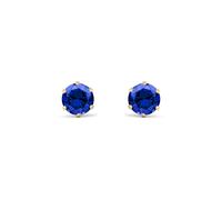 Jewelco London 9ct Gold Teal Blue Round Brilliant CZ Solitaire Claw Set Stud Earrings, 5mm 1 Carat - JES393