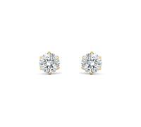 Jewelco London 9ct Gold White Round Brilliant Cubic Zirconia 6 Claw Solitaire Stud Earrings, 5mm 1 Carat - JES099