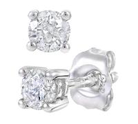 Jewelco London 9ct White Gold Round 1/4ct Diamond Solitaire Stud Earrings