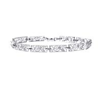 Jewelco London 9ct White Gold Round 10pts Diamond Filigree Paper Link Bracelet