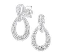 Jewelco London 9ct White Gold Round 10pts Diamond Teardrop Stud Earrings - PE0AXL5646W