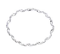 Jewelco London 9ct White Gold Round 5pts Diamond Twist Eyelet Link Bracelet - PBCAXL02563W