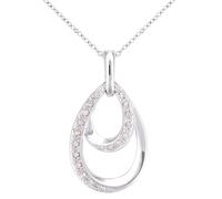 Jewelco London 9ct White Gold Round 7pts Diamond Avocado Twist Raindrop Pendant Necklace 18 inch 46cm - PP0AXL5941W
