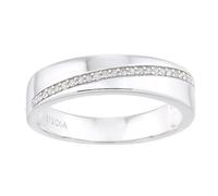 Jewelco London 9ct White Gold Round 8pts Diamond Diagonal Pave Panel Half Eternity Ring 3.5mm - Size L