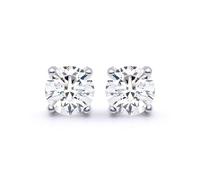 Jewelco London 9ct White Gold Round Brilliant Lab Grown Diamond Solitaire Stud Earrings, 1.40ct