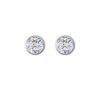 Jewelco London 9ct White Gold White Round Brilliant CZ Rub Over Solitaire Stud Earrings, 4mm ½ Carat - JES158