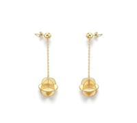Jewelco London 9ct Yellow Gold 8mm 3D Origami Sphere and Chain Drop Earrings