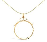 Jewelco London 9ct Yellow Gold Diamond Cut Scroll Top Lightweight Half Sovereign Coin Mount Pendant