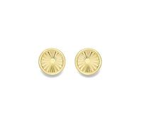 Jewelco London 9ct Yellow Gold Diamond-cut Starburst Button Stud Earrings 5mm