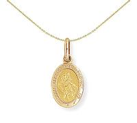 Jewelco London 9ct Yellow Gold Oval St. Christopher Medallion Charm Pendant - 9x20mm