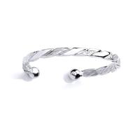 Jewelco London Boys Sterling Silver Barked Rope Link ID Torque Baby Bangle Bracelet