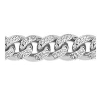 Jewelco London Gents Sterling Silver Cubic Zirconia Encrusted Cuban Curb Bracelet 9mm 8.5 inch - GVB418
