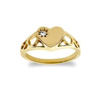 Jewelco London Girls Solid 9ct Yellow Gold Solitaire Love Heart Signet Baby Ring