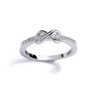 Jewelco London Girls Sterling Silver Cubic Zirconia Kiss Crossover Infinity Eternity Ring
