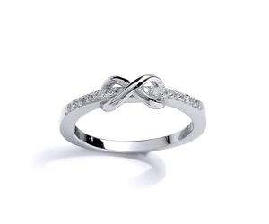 Jewelco London Girls Sterling Silver Cubic Zirconia Kiss Crossover Infinity Eternity Ring